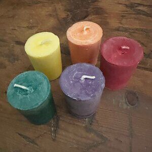 Set of 5 Colorful Votive Candles NEW